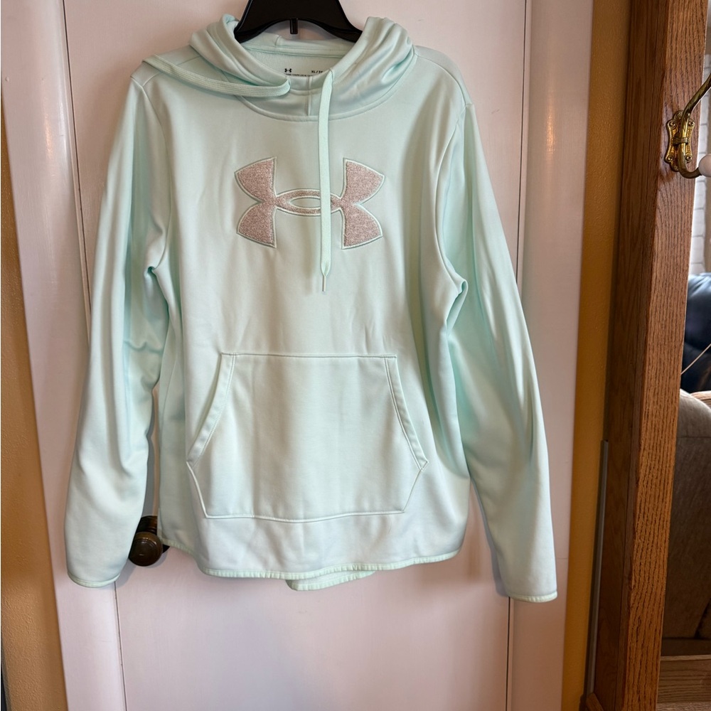 Under Armour Women's Light Mint Pullover Hoodie with Glitter Logo
